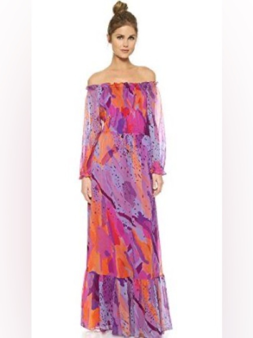 Diane Von Furstenberg Purple Printed Silk Camila Maxi Dress | Size 6 - Picture 1 of 5